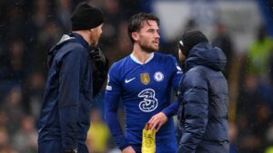 Ben Chilwell of Chelsea receives medical treatment