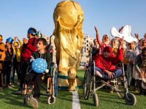 Children in Syria’s Idlib hold their own World Cup