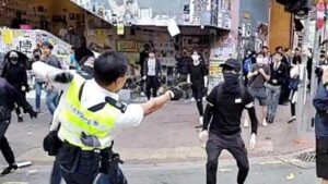Hong Kong protester shot by police jailed for six years